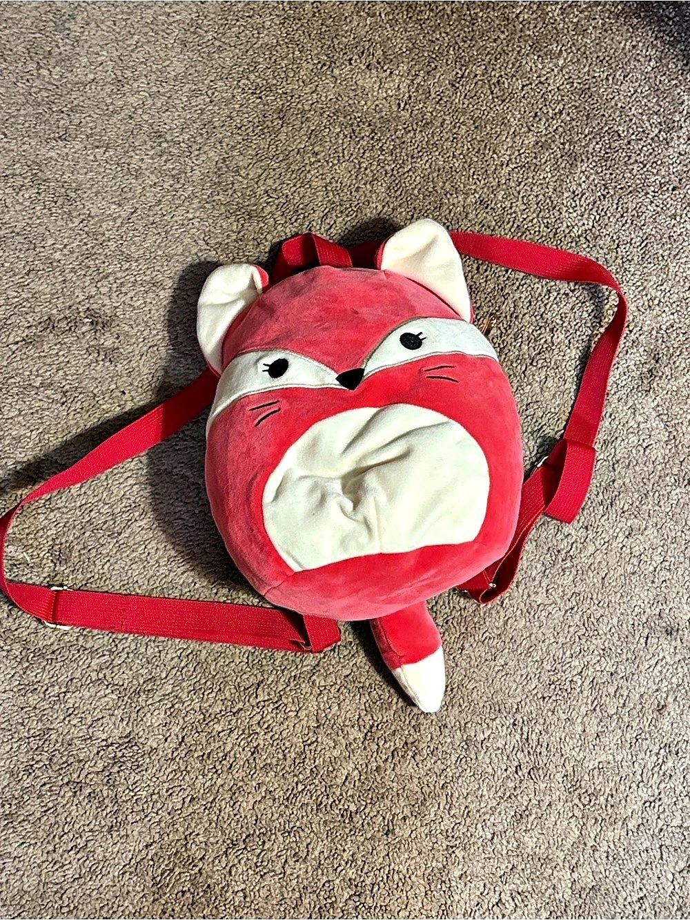 Plush Fox Backpack in Red & White
